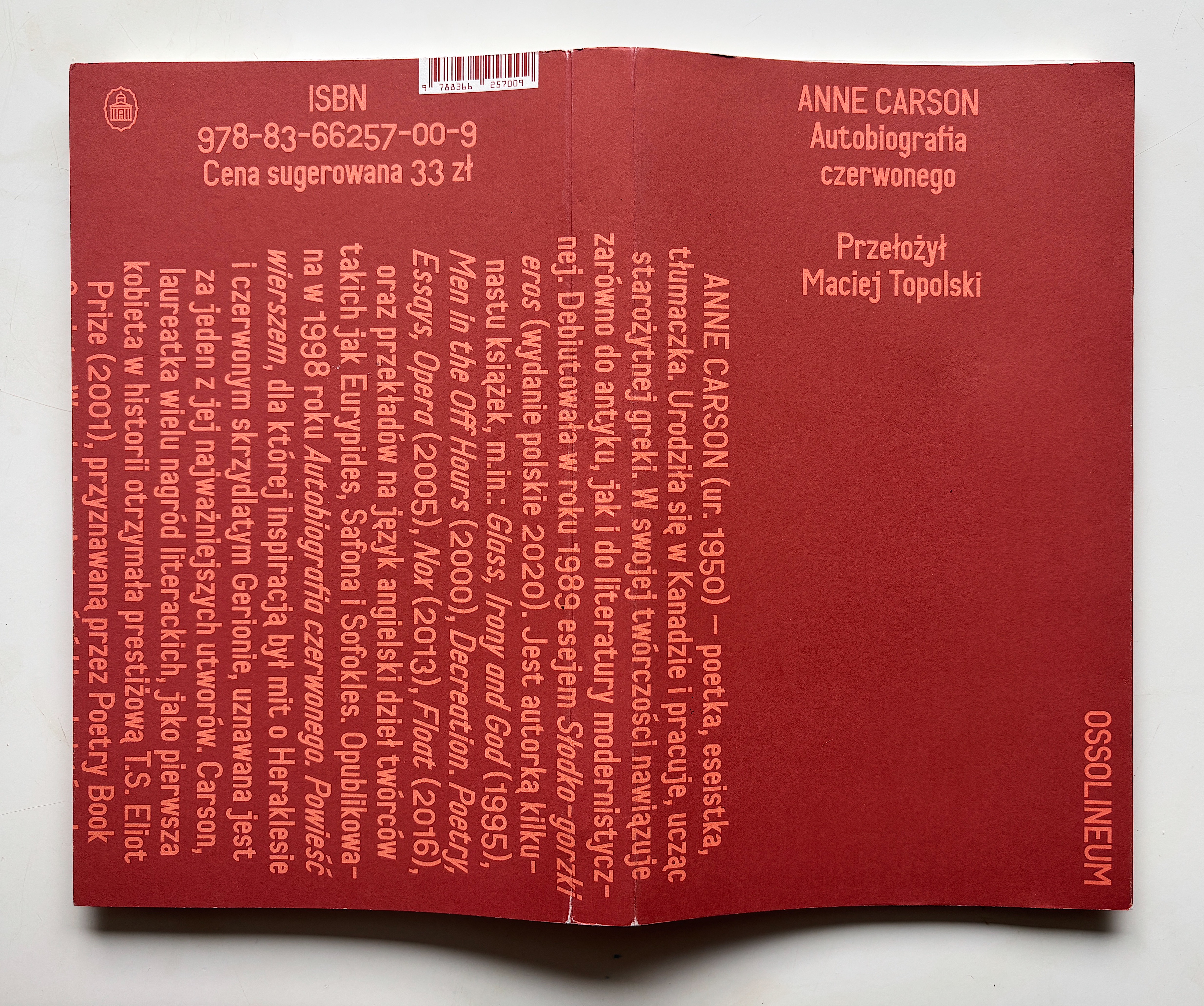 „Autobiografia czerwonego” – Anne Carson